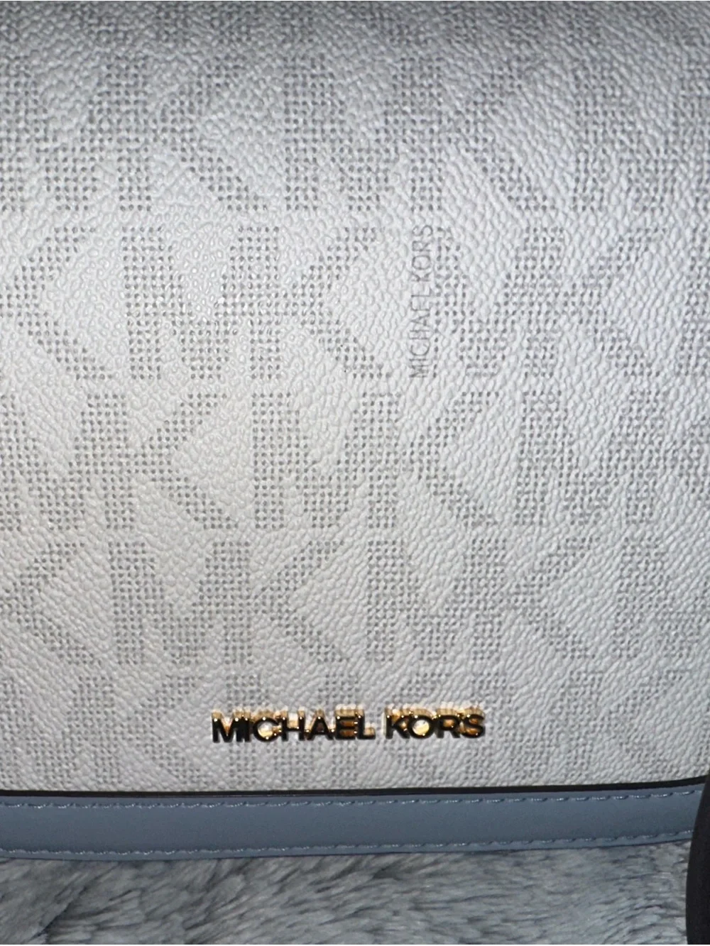 Michael Kors White & Light Blue Signature Crossbody
